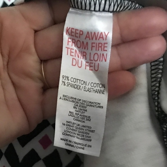 NWOT Hatley Mini dress Geometric Retro Long sleeve Black/white/magenta Size S - Picture 9 of 11